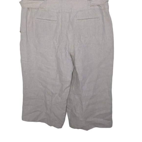 Talbots Womens 100% Irish Linen Tan Wide Leg‎ Crop Pants Tie Belt Size 10 - Picture 4 of 6